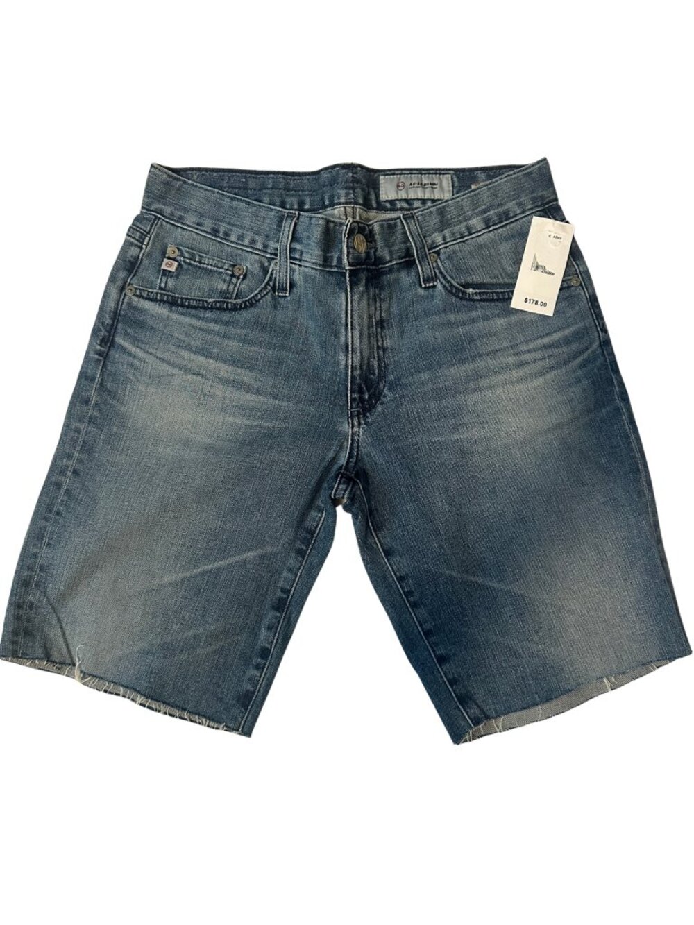 NWT AG 'Nikki' Denim Long Shorts in Medium Wash Size 26